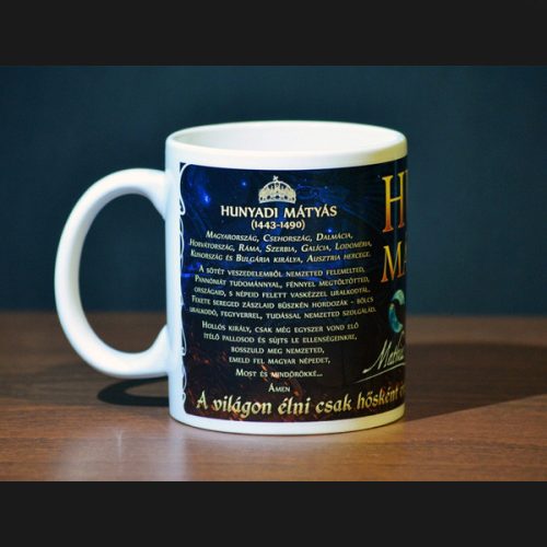 Fehér bögre Hunyadi Mátyás mintával