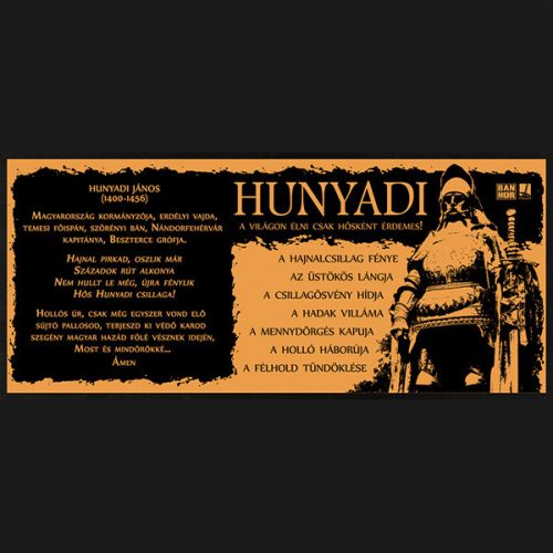 Narancs színű bögre Hunyadi könyvborító mintával